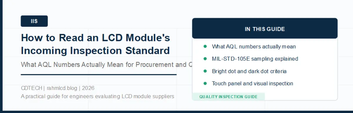 How to Read an LCD Module's Incoming Inspection Standard (What AQL Numbers Actually Mean) 1 How to Read an LCD Module’s Incoming Inspection Standard (What AQL Numbers Actually Mean)